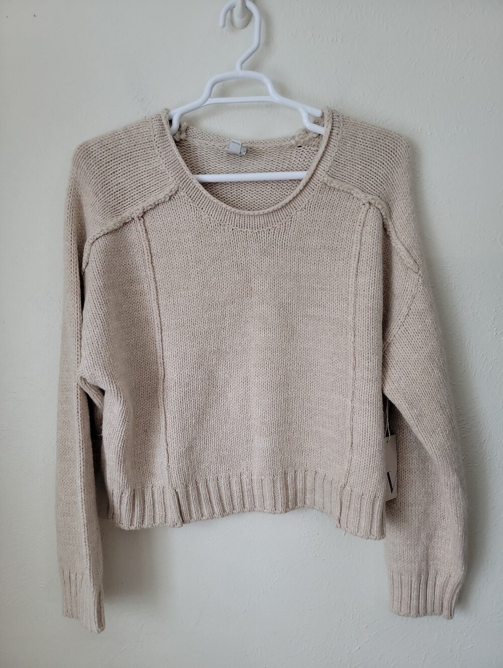 Cozy Crewneck Chunky Knit Sweater - Oatmeal Cream Modern Womens 2X